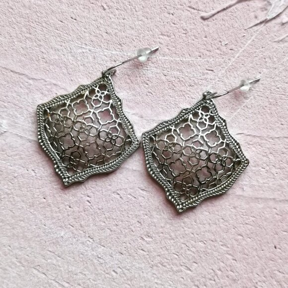 Kendra Scott Kirsten Filigree Silver Drop Earrings - Picture 2 of 3